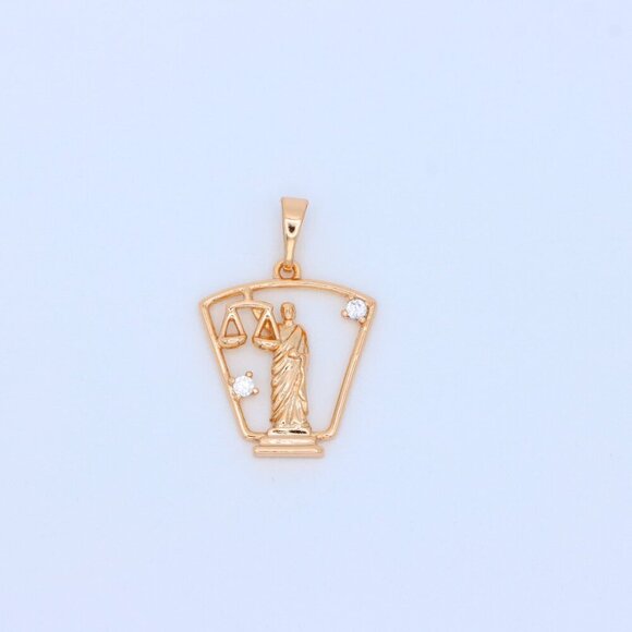 "Lady Justice Rose Gold Pendant with Crystal Accents, XPPT1588 - Picture 9 of 13